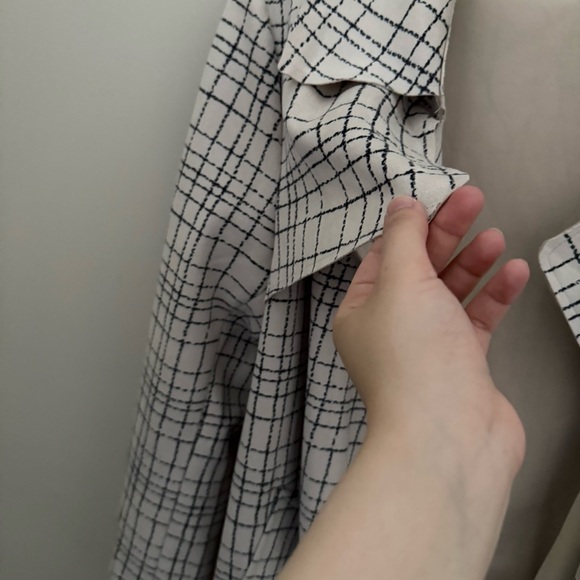 Anthropologie Solitaire Faux Suede Beige Plaid Belted Trench Coat - Picture 11 of 11